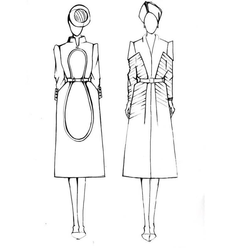 大衣手稿效果-女裝設(shè)計(jì)-服裝設(shè)計(jì)